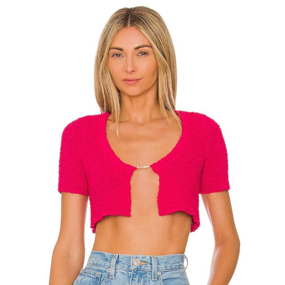 NWT h:ours X revolve Juniper Textured Cropped Cardi with Chain - Picture 2 of 4